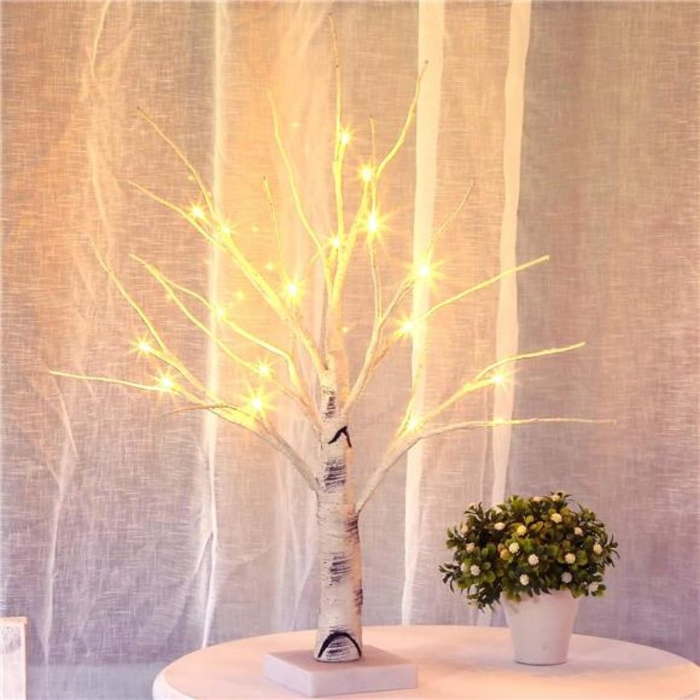 Lighted Birch Tree Warm White Light Up Tabletop LED Tree Artificial Branch Tree